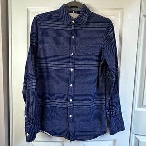 Men's Small Native Code Impeccable Fit Navy Blue Button Up Stitch Stripe Shirt